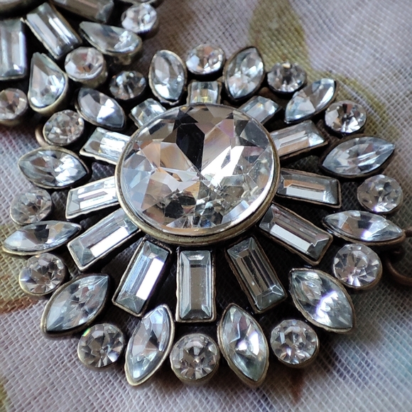 Leslie Danzis Signed Clear Rhinestone Statement Necklace Brass Tone Baguettes - Picture 15 of 15